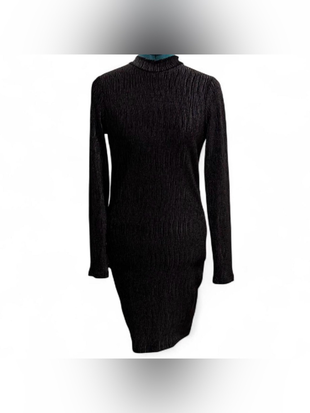 Divided Black Ribbed Long-Sleeve Bodycon Dress